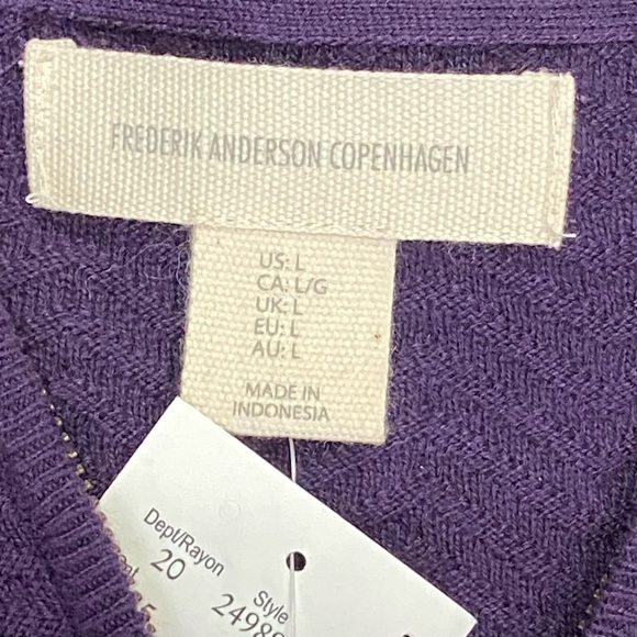 Fredrik Anderson Copenhagen men eggplant colour 100% cotton sweater. Size L. NWT - Picture 5 of 10